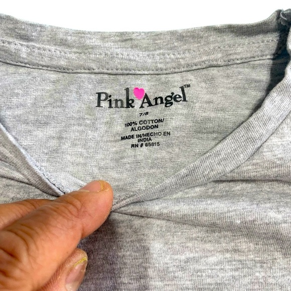 Pink Angel Girls size 7/8 - 5 T-Shirts - Gray, Black, Pink, and Aqua Blue, Peach - Picture 3 of 10